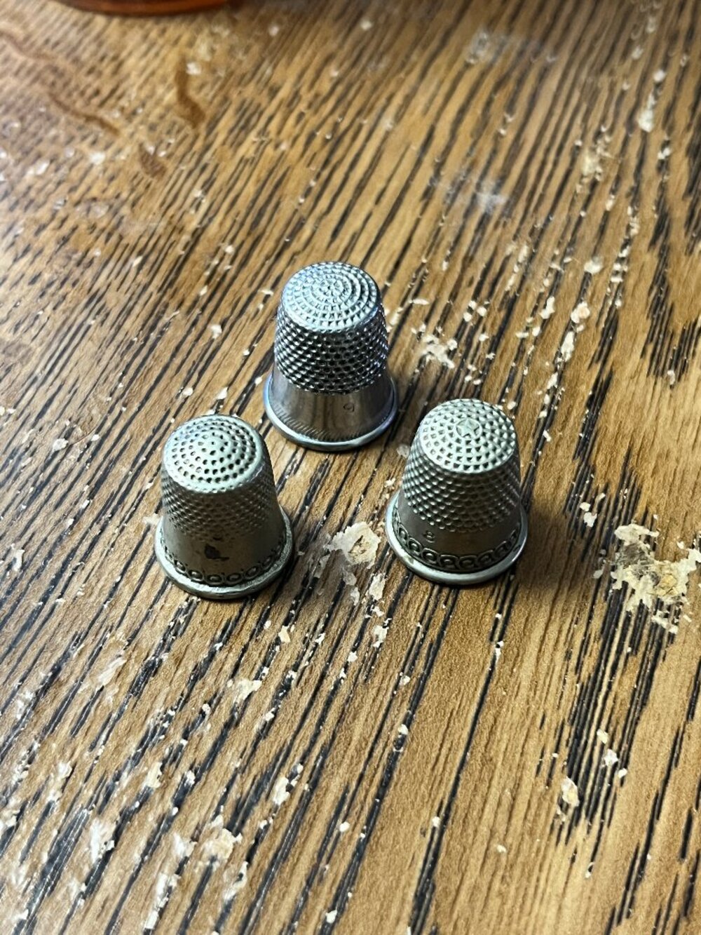 Vintage Metal Sewing Thimbles Lot of 3 Mixed Sizes 8 9 Dimple Pattern